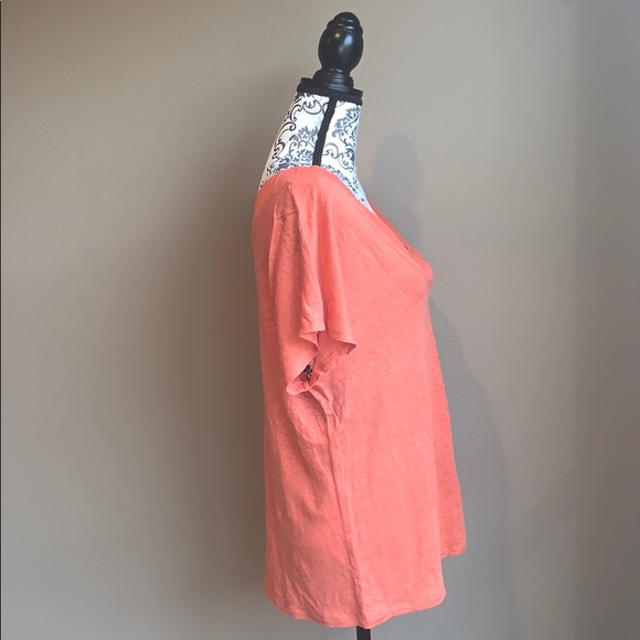 Coral Linen Front & Back V-Neck Blouse - Picture 2 of 7